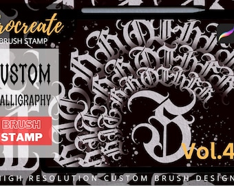 Gothic Calligraphy Tattoo Brush Set, Custom Procreate Brushes (Digital Download)