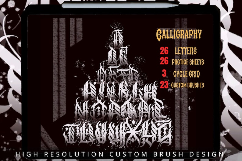 Calligraphy Tattoo, Calligraphy Grids, Brushes for Procreate