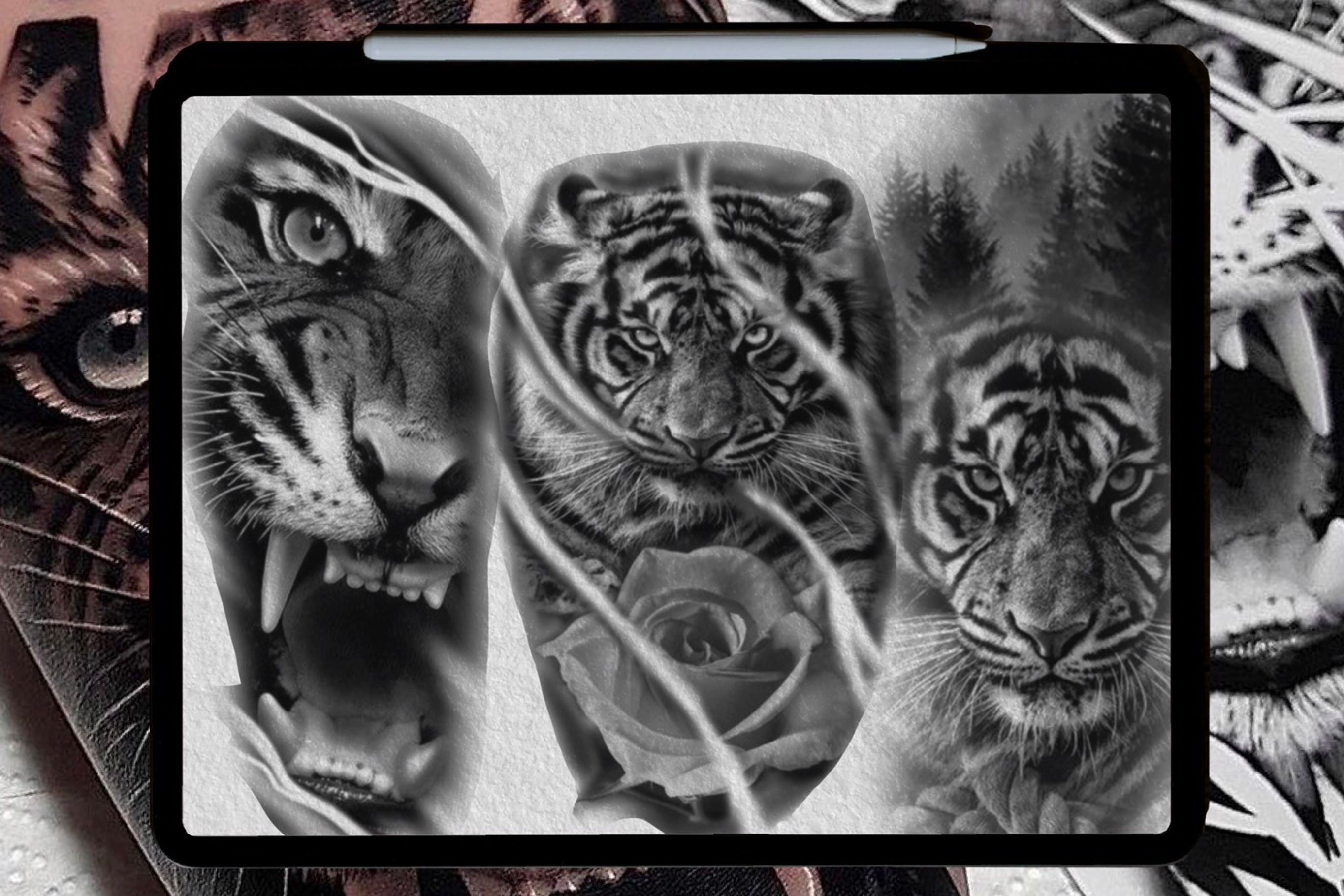 Tiger Tattoo Tiger Stamps Tattoo Stamp Tiger Tattoo - Etsy