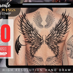 tattoo design ,wings Tattoo , tattoo flash, wing tattoo, Tattoo Reference, Procreate tattoo, Angle tattoo, tattoo stamp, tattoo Brushes