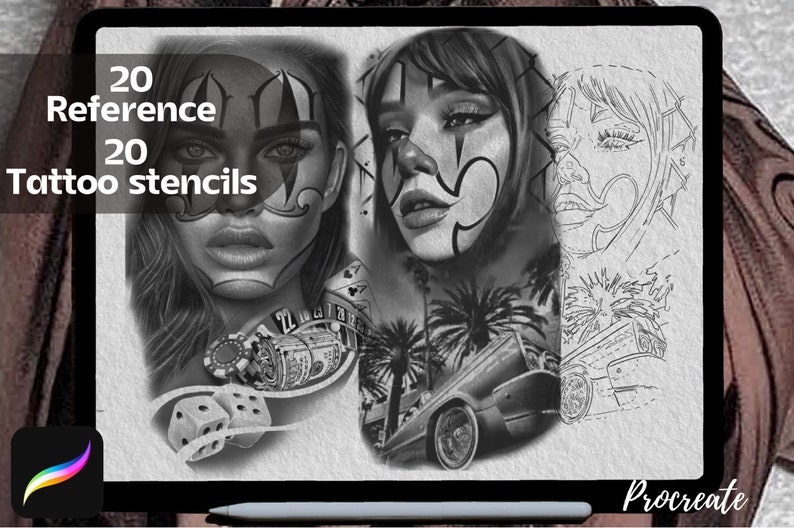 Procreate Chicano Tattoo Stamps, Stencil Brushes (digital Download) - Etsy