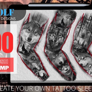 Wolf tattoo, Wolf stamps, Tattoo  stamp, Wolf tattoo Designs, Wolf sticker, Wolf tattoo stencil, Procreate stamps, tattoo, wild wolf, alone