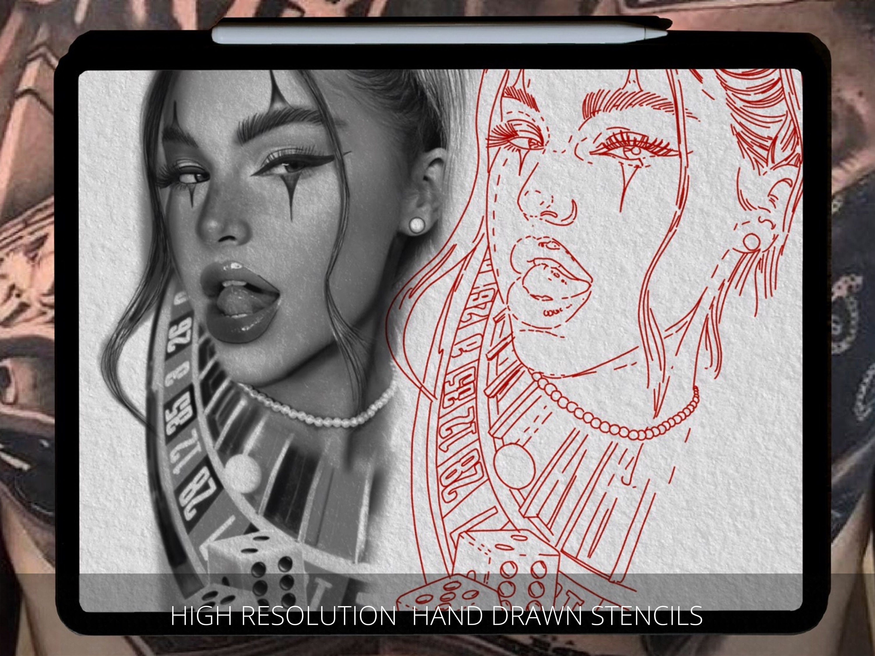 Procreate Chicano Tattoo Stamps, Stencil Brushes (digital Download ...