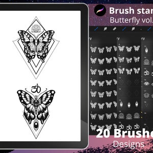 Set de pinceles para tatuajes de mariposas / Set de pinceles para Procreate (Descarga digital)