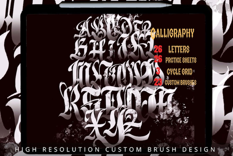Calligraphy Tattoo, Calligraphy Grids, Brushes for Procreate