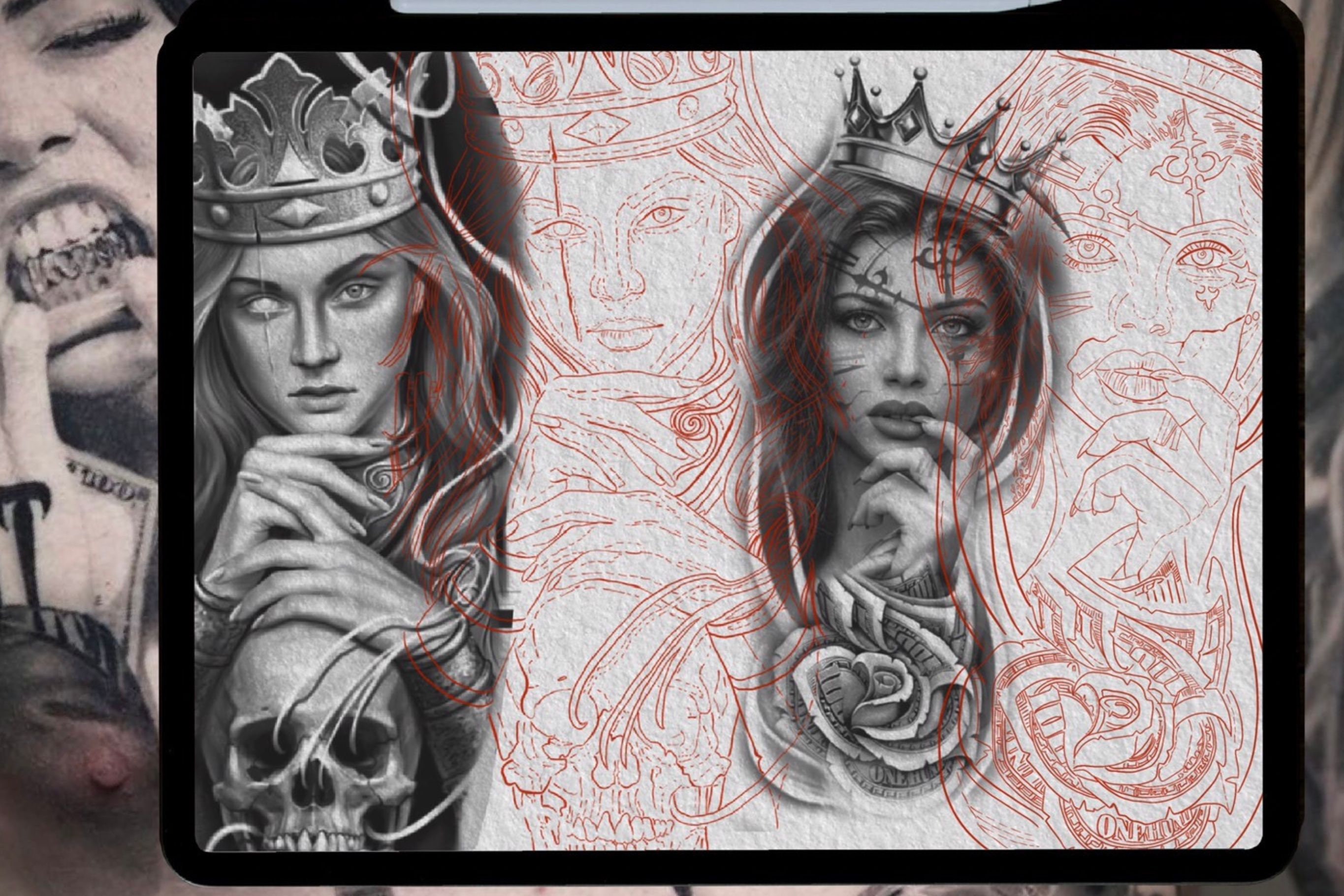 Chicano Tattoo Procreate Brush Stamps, Handrawn Stencils (digital ...
