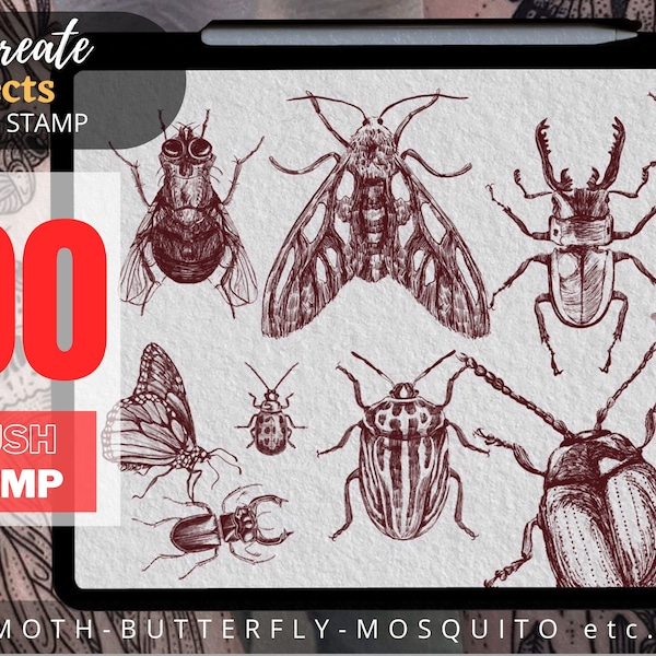 Insect stamps | Moth tattoo | Tattoo  stamp | Butterfly tattoo Designs | bugs tattoo designs | Procreate stamps | tattoo designs | wild life