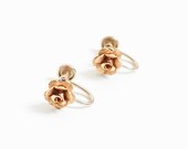 Vintage 1950s 14kt Gold Filled Rose Earrings Signed De Curtis Earrings 50s Vintage Screwback Rose Earrings Vintage Gold Earrings 50s