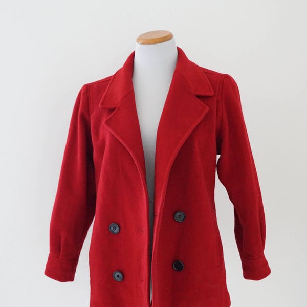 Vintage Red Peacoat / Vintage Clothing / 70s Jill Jr Coat / Vintage Red Wool Coat / Women's Vintage Peacoat / Red Coat / Women's Wool Coat