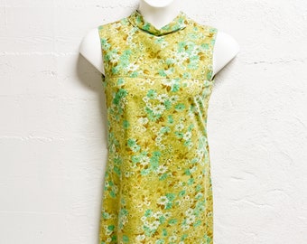 Vintage 1950s/1960s handmade Summer Spring Floral Sleeveless Sheath Dress Groovy Classic