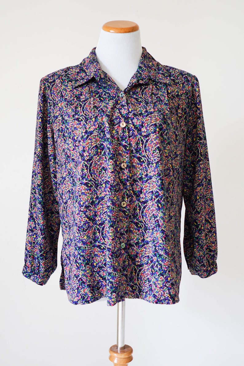 Vintage Blouse / Colorful Vintage Button up Blouse / Vintage - Etsy