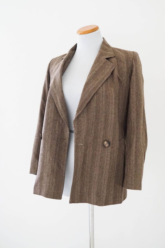 Vintage Tweed Blazer / Vintage 1980s Brown Blazer… - image 4