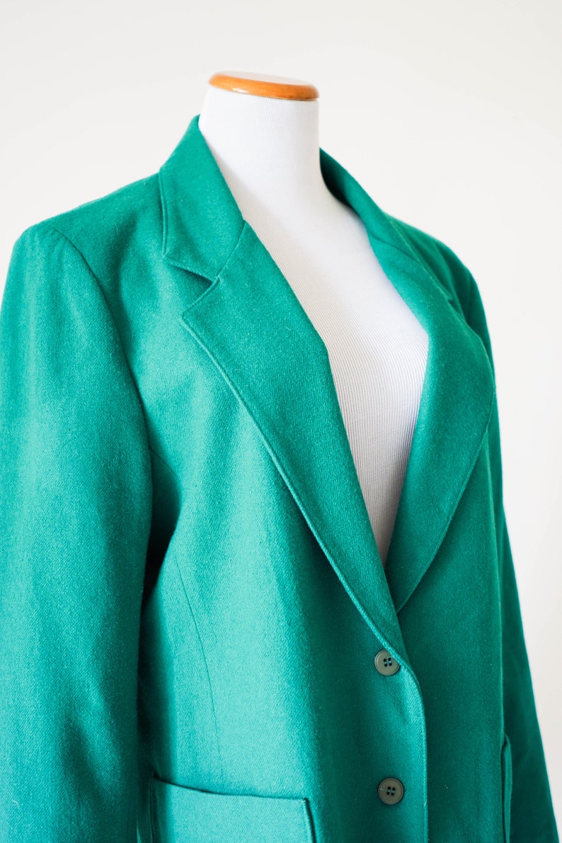 Vintage Coat / Vintage Clothing/ 80s Green Double Button Coat / Green Women's Coat / Women's Vintage Coat / Vintage Green Blazer Coat image 4