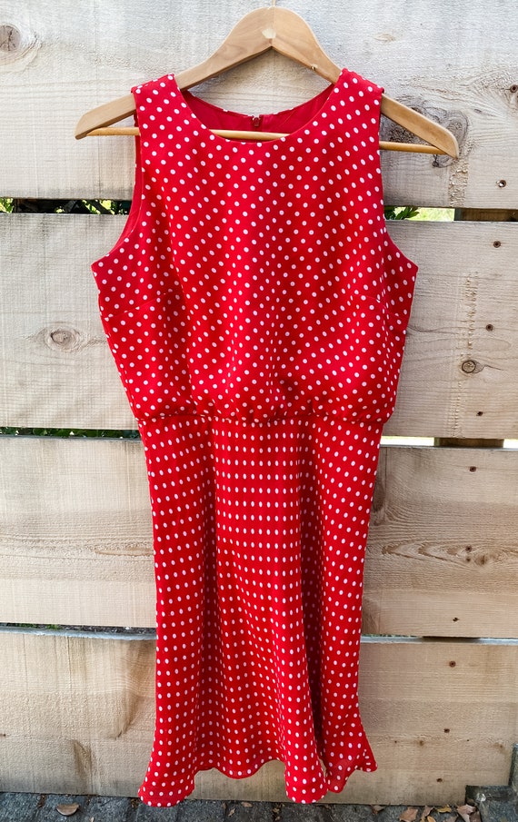 Vintage 1980s/90s Bias Cut Boat Neck Polka Dot Li… - image 2