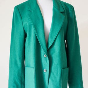 Vintage Coat / Vintage Clothing/ 80s Green Double Button Coat / Green Women's Coat / Women's Vintage Coat / Vintage Green Blazer Coat image 3