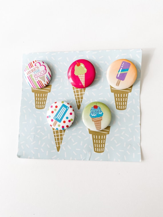 Set of five small vintage colorful ice cream cone 