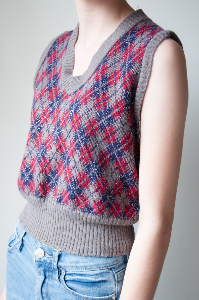 pink and blue argyle sweater vest
