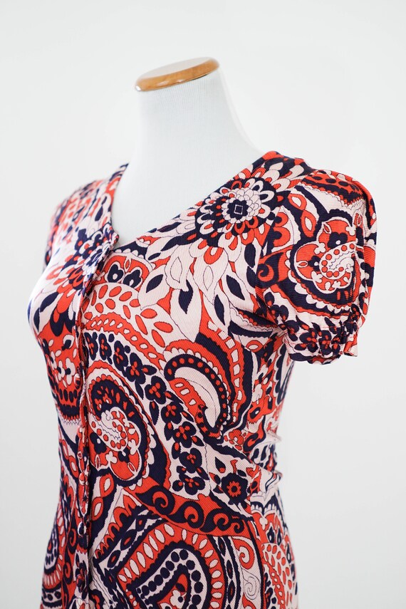 Vintage Pink and Red Blouse / Vintage 70s Floral … - image 7