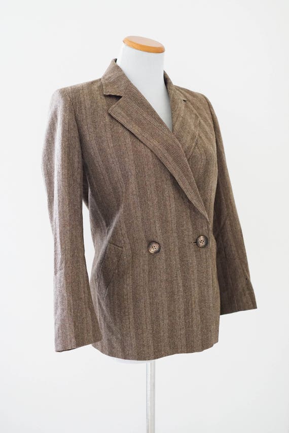 Vintage Tweed Blazer / Vintage 1980s Brown Blazer… - image 3