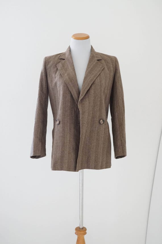 Vintage Tweed Blazer / Vintage 1980s Brown Blazer… - image 1