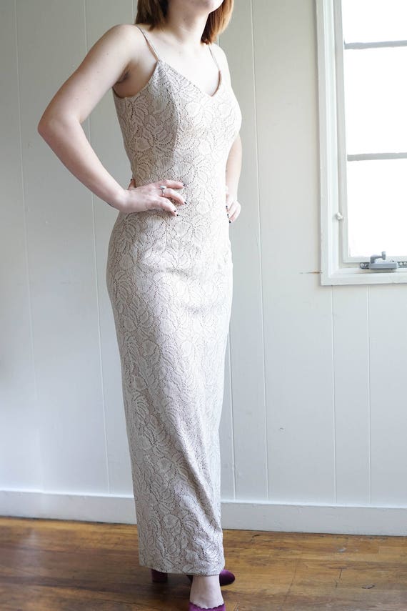 Vintage Formal Gown / 70s Formal Dress / Champagne