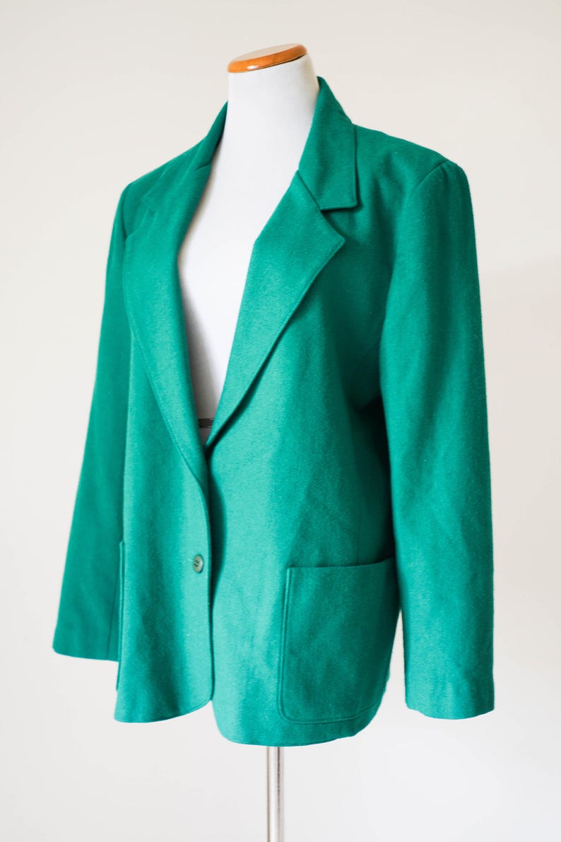 Vintage Coat / Vintage Clothing/ 80s Green Double Button Coat / Green Women's Coat / Women's Vintage Coat / Vintage Green Blazer Coat image 2