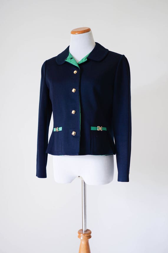 70s Blazer / Vintage Clothing / Vintage Navy and G