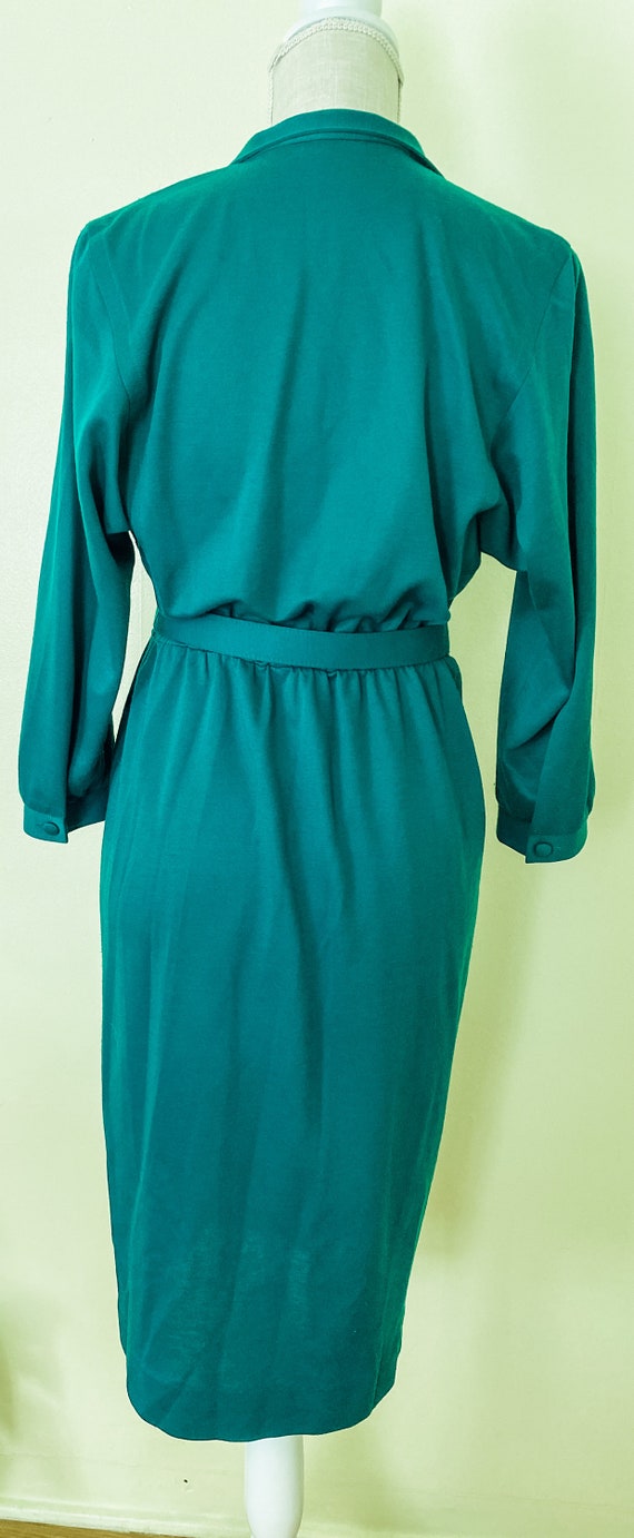Vintage Green Wool Blend Dress / 70s Dress / Peti… - image 4