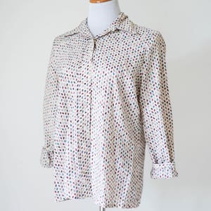 Vintage Blouse / 70s Leaf Pattern Blouse / 70s Blouse / 70s Collared Blouse / Vintage Clothing / 70s Clothing / 70s Patterned Blouse image 4