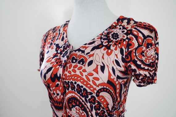 Vintage Pink and Red Blouse / Vintage 70s Floral … - image 5