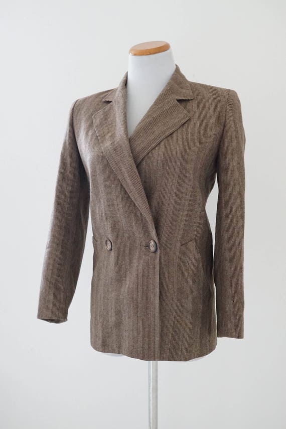 Vintage Tweed Blazer / Vintage 1980s Brown Blazer… - image 6