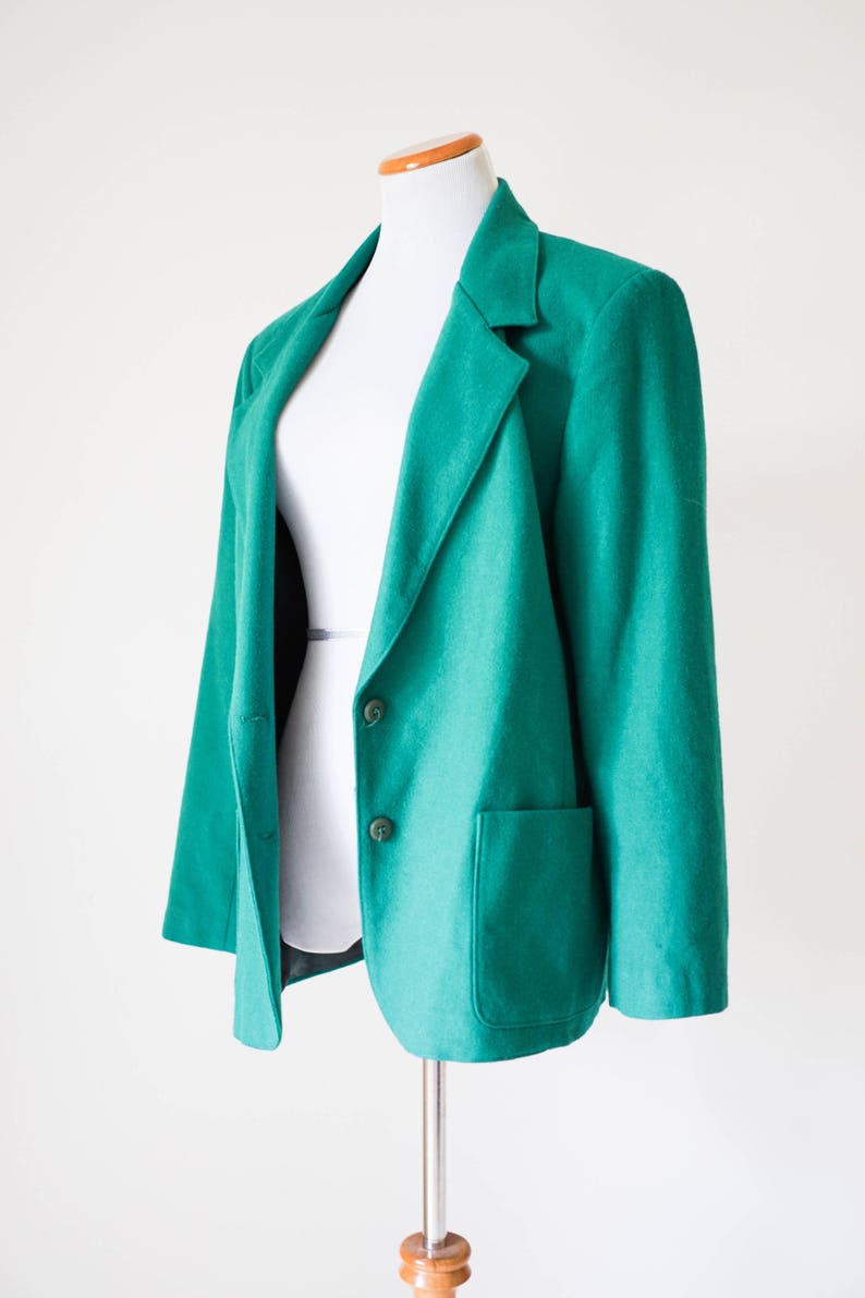 Vintage Coat / Vintage Clothing/ 80s Green Double Button Coat / Green Women's Coat / Women's Vintage Coat / Vintage Green Blazer Coat image 1