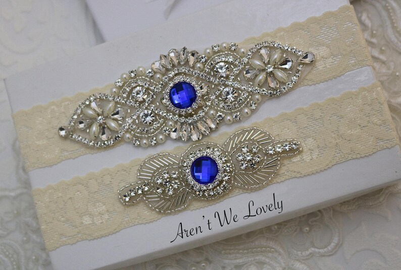 Blue Bridal Garter Wedding Garter Royal Blue Garter Bridal Etsy