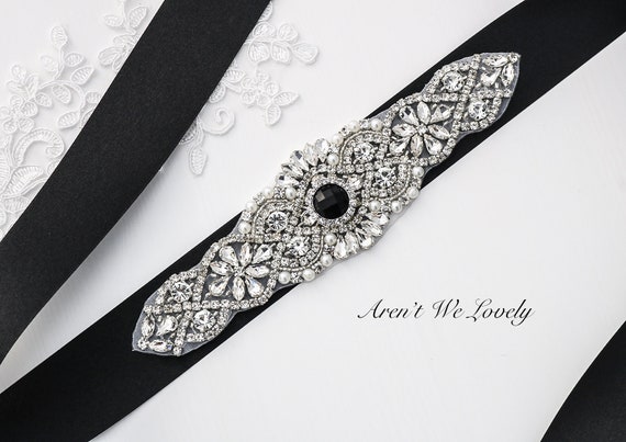 black bridal belt