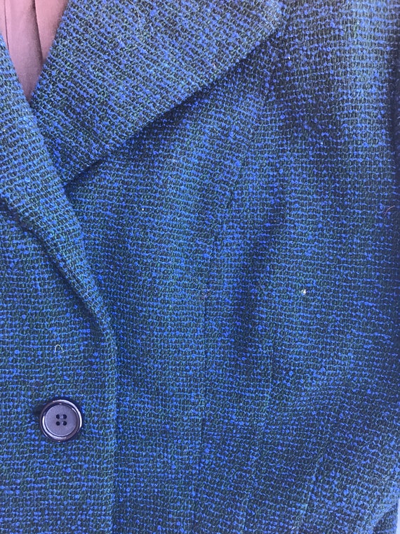Stunning 40's Couture Blue Tweed Jacket Princess … - image 9