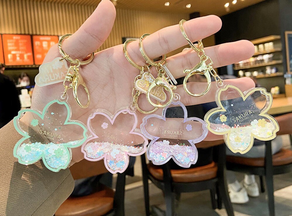 Sakura Quicksand  Pastel Kawaii Keychain