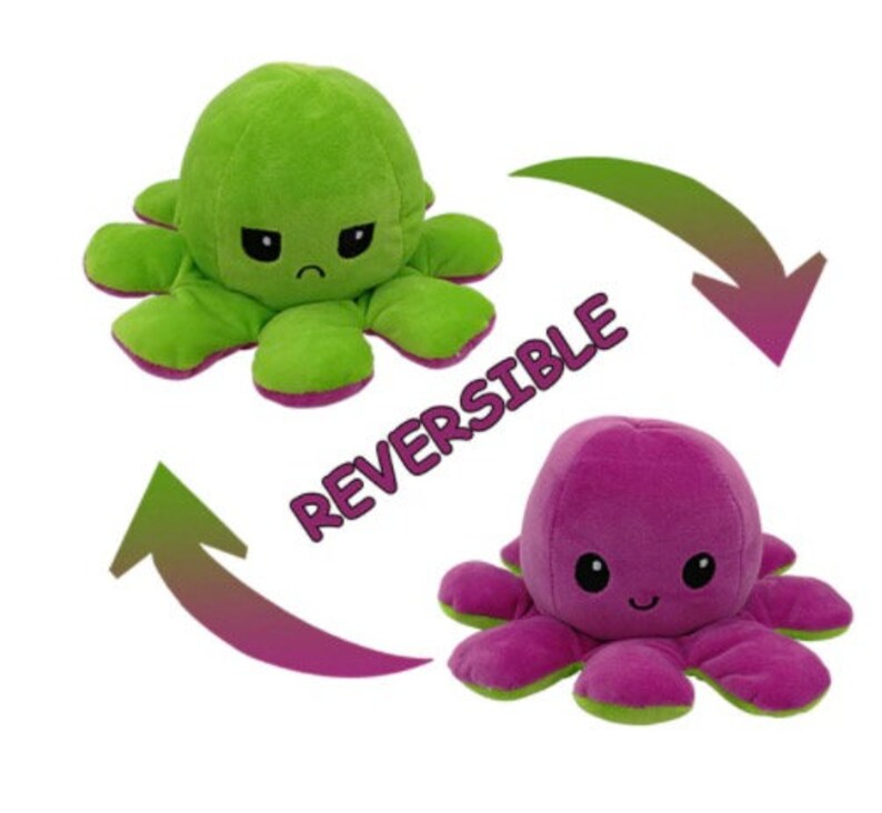 Cute Flip Mood Reversible Octopus Plush Toy from Instagram and | Etsy