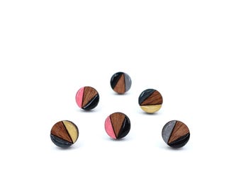 Mid century modern mini color block titanium studs