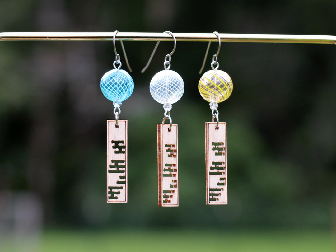 Japanese Wind Chime Earrings Titanium Furin Earrings Cloud Tanzaku Etsy
