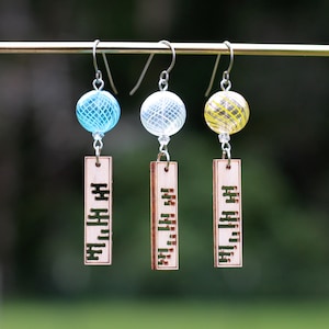 Japanese wind chime earrings titanium Furin earrings Cloud Tanzaku