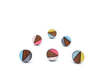 Mid century modern mini color block titanium studs
