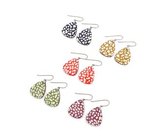 Triangle geometric Chiyogami Japanese small dangle earrings with titanium hook