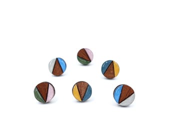 Mid century modern mini color block titanium studs