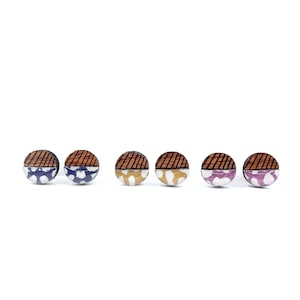 Mini geometric color block titanium studs, colorful earrings, Nickel free hypoallergenic