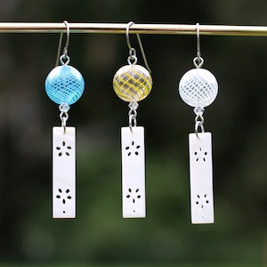 Japanese wind chime earrings titanium Furin earrings
