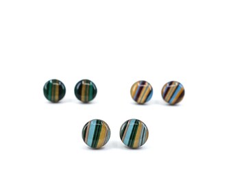 Marble titanium earrings stud, Nickel free Hypoallergenic
