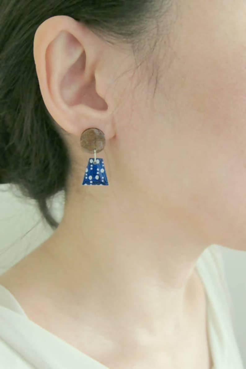 Japanese Earrings Wood Dangle Earrings Small Dangle Etsy