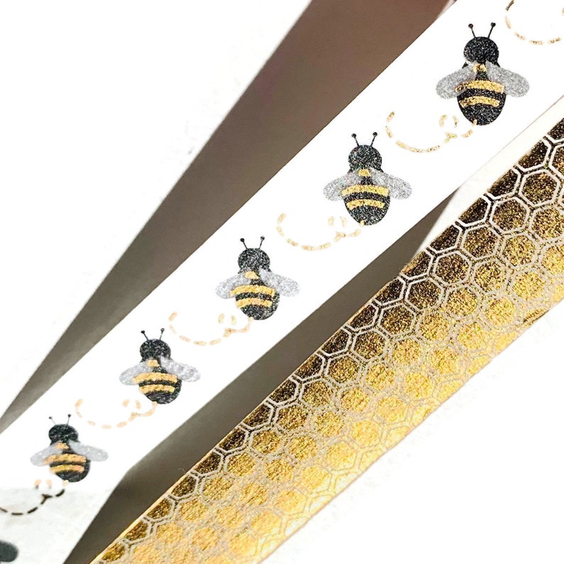 Pen Pal Washi Tape SAMPLE Planner Mail Art Snail Mail Gold Foil Bees and Honeycomb for Junk Journal Happy Mail