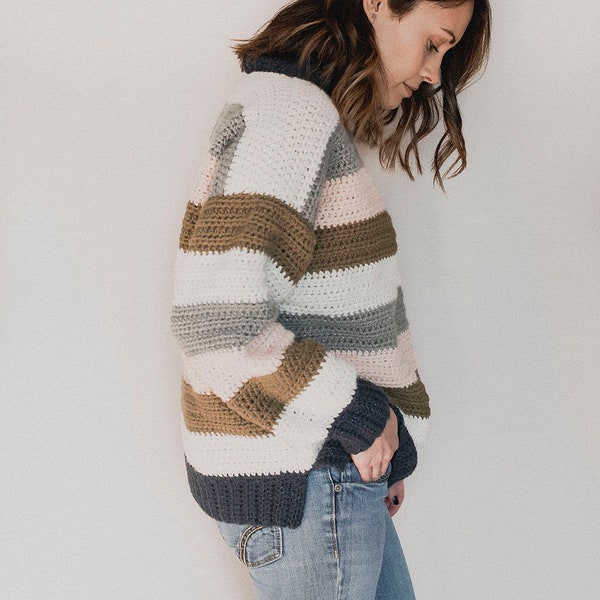 PDF Crochet Pattern for the Retro Stripes Sweater - Pullover - Megmade with Love