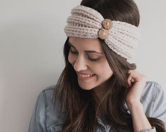 PDF Crochet Pattern for The Slopes Headband - Ribbed Headwrap with Buttons